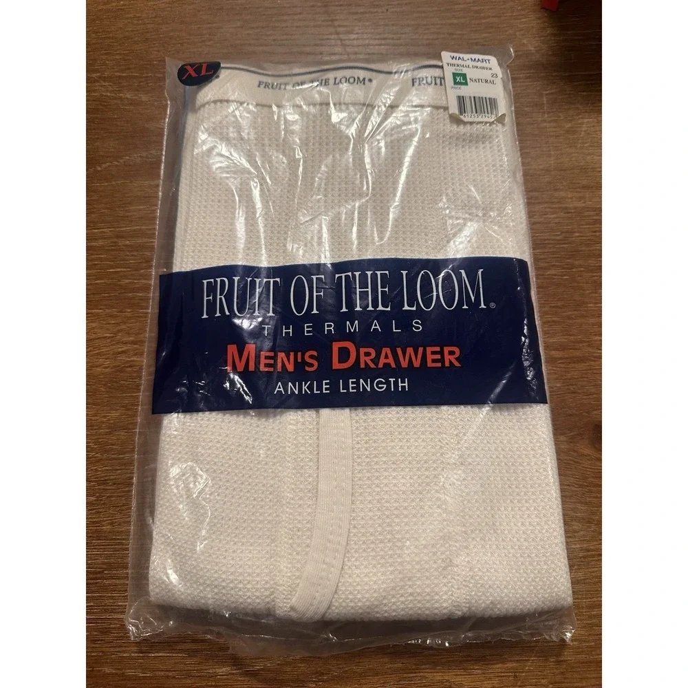 Vintage New Fruit of the Loom White Thermal Underwear Men's Size XL Ankle Length